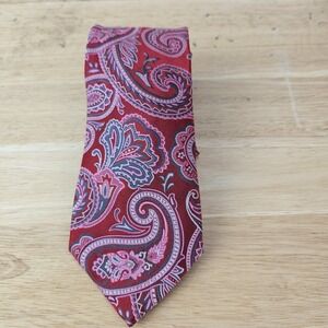 LUCHO‎ Houston Mens Silk Designer Necktie Tie 3.5" Paisley Floral Red Satin $165